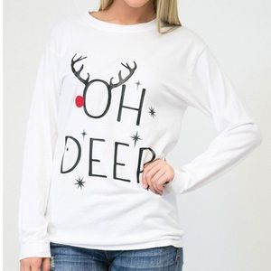 ❤️ WHITE OH DEER LONG SLEEVE TOP SIZE XL ❤️